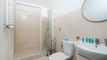 Ducha, secador de pelo y toallas