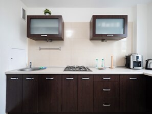 Fridge, microwave, stovetop, dishwasher