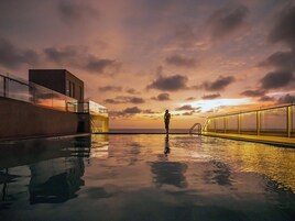 Outdoor pool, pool umbrellas