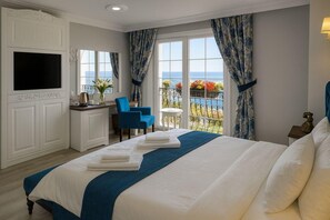 Kamar Double, balkon, pemandangan laut | Meja kerja, ruang kerja ramah laptop, dan kedap suara