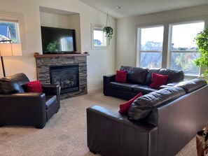 TV, fireplace