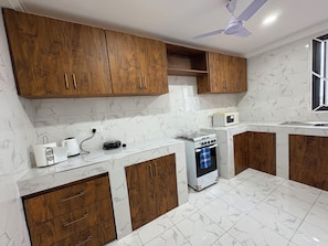 Microwave, oven, stovetop, electric kettle