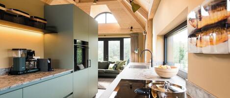 Kühlschrank, Mikrowelle, Herdplatte, Geschirrspüler