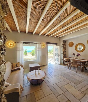 Living area - Luxury Villa private pool and Great Sea view 6-8 persons family & pet friendly (Aliki)