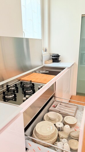 Fridge, oven, stovetop, dishwasher