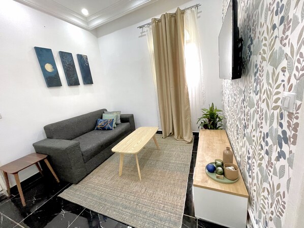 Comfort appartement, balkon, uitzicht op strand | Woonruimte