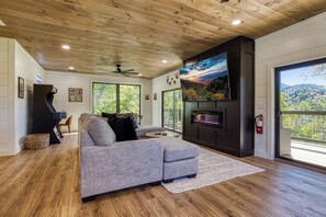 TV, fireplace, video games, table football