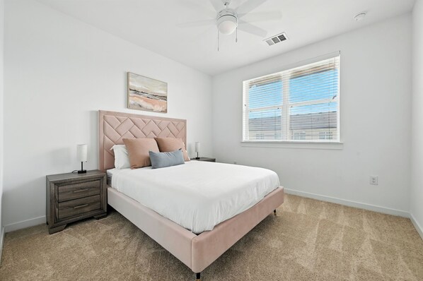 2 bedrooms, desk, iron/ironing board, travel cot
