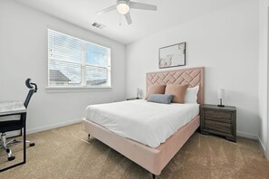 2 bedrooms, desk, iron/ironing board, travel cot