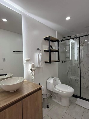 Shower, hair dryer
