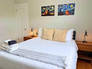 Iron/ironing board, travel crib, WiFi, bed sheets