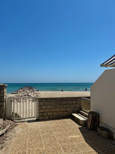 Rch 50m2 beach access secure gate, 2bed + extra bed, GD terrace wifi&clim