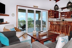 TV - Oceanfront 2BR Condo | Pools, Balcony + Reef Views (San Pedro Town)