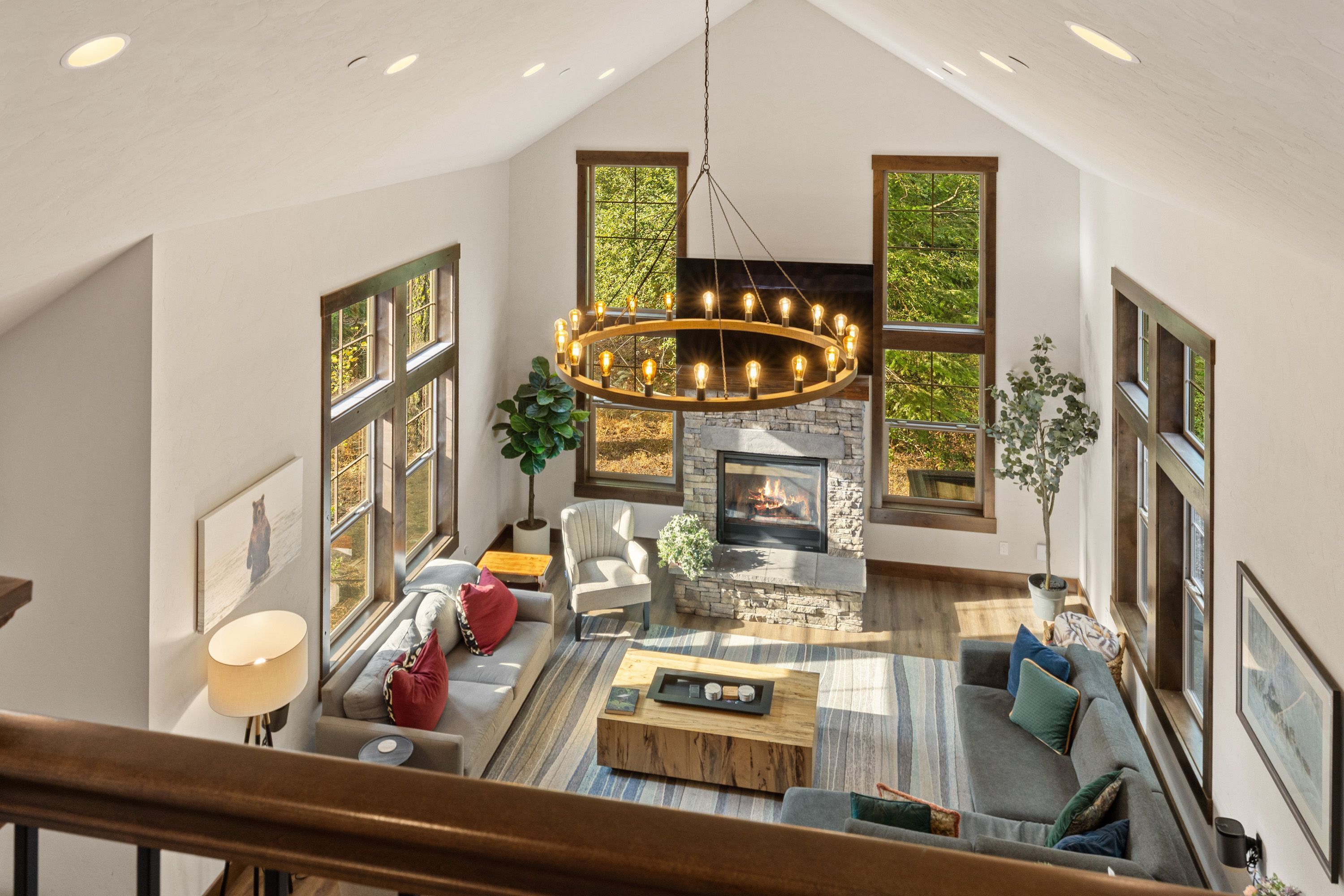 TV, fireplace, ping pong, books