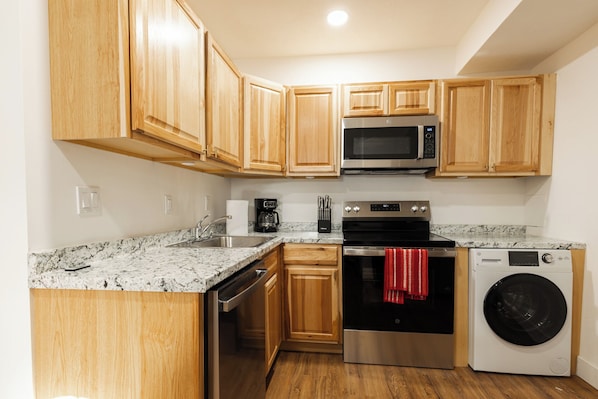 Microwave, oven, stovetop, dishwasher