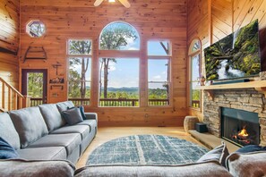 Smart TV, fireplace, video games, books