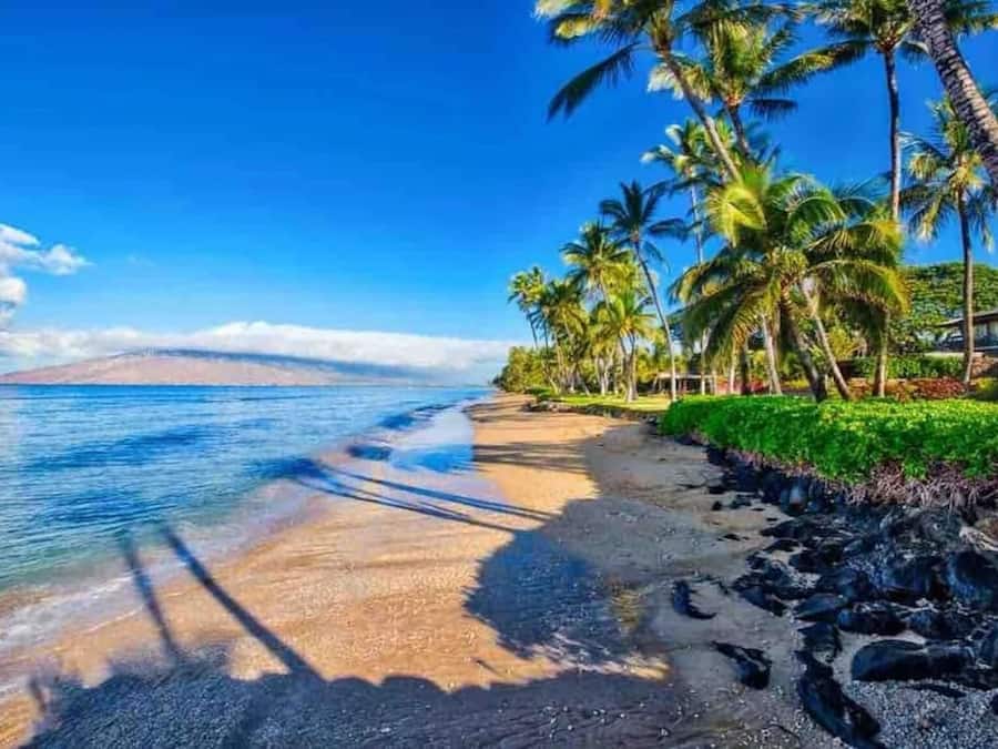 On the beach, white sand