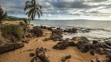 On the beach, white sand