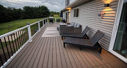 Modern Lake Retreat with Hot Tub, Game Room & Two-Tier Deck