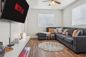 Smart TV, fireplace, video games