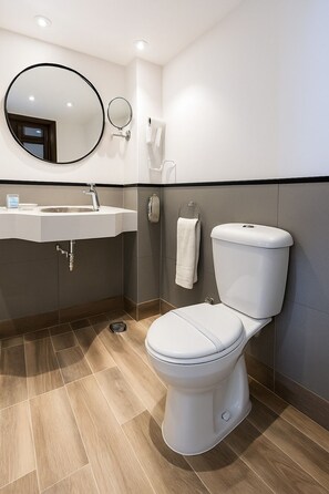A modern bathroom with a toilet, sink, and mirror. - Nile Cruise Fantasy every Friday from Aswan 3 nights and every Monday from Luxor 4 nights (Aswan)