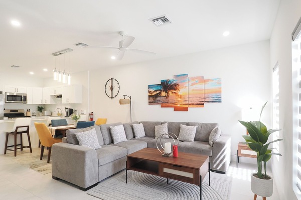 Living room and dining area