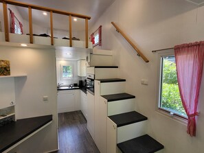 Fridge, oven, cookware/dishes/utensils