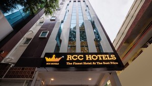 A hotel sign with "RCC HOTELS" and "The Finest Hotel At The Best Price" text. - Rcc Hotels Biz stays Begumpet (Hyderabad)