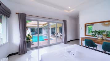 Romantic Villa, Pool View | In-room safe, blackout drapes, soundproofing, iron/ironing board