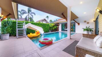 Romantic Villa, Pool View | Living area | Flat-screen TV