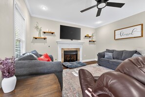 Smart TV, fireplace, printers