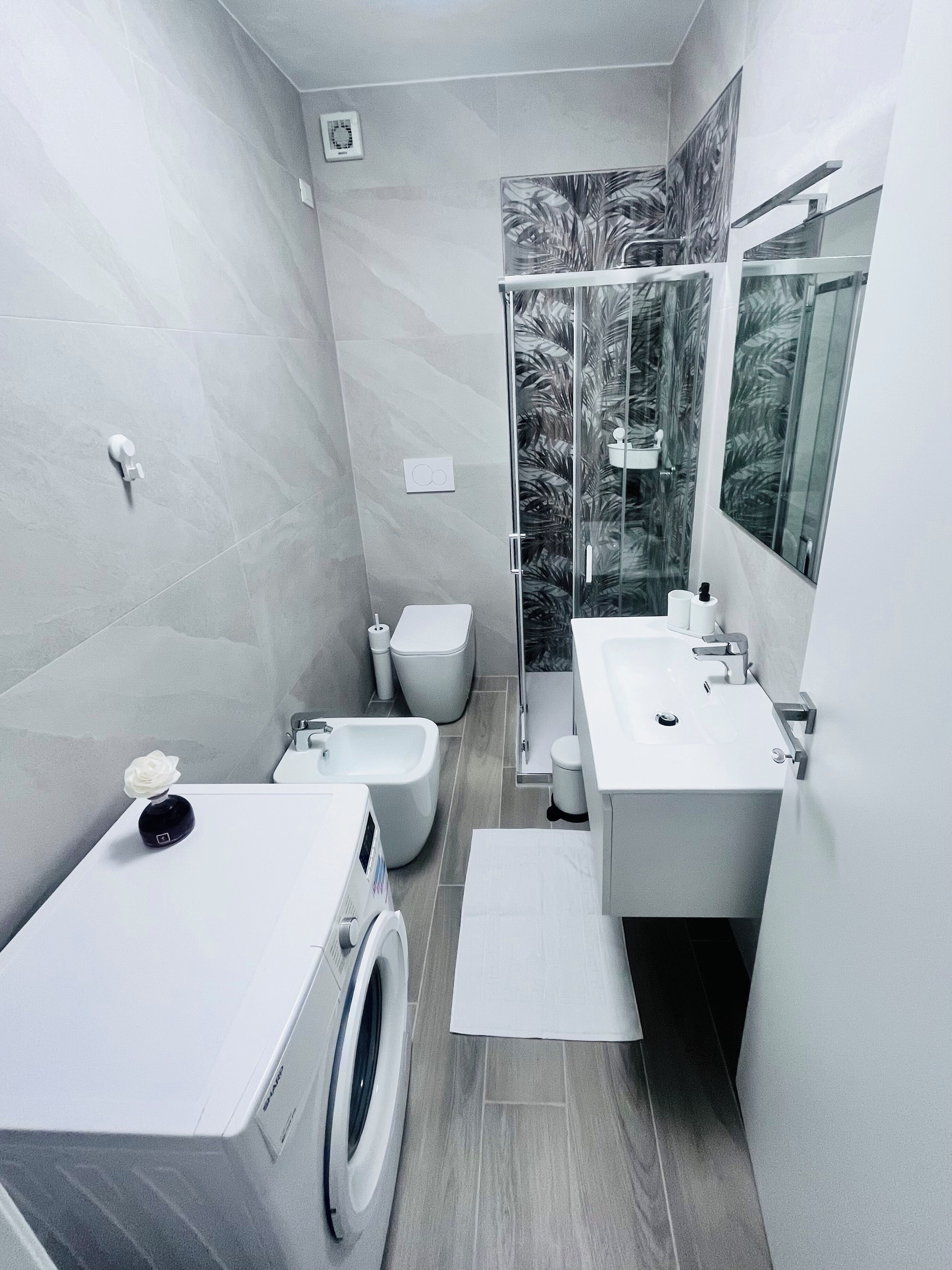 Dusche, Haartrockner, Bidet, Handtücher