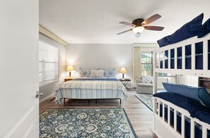 4 bedrooms, desk, iron/ironing board, travel cot