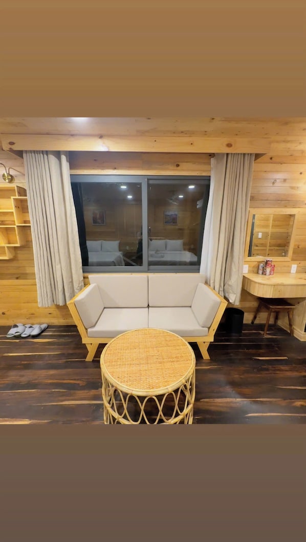 Family Double Room, Balcony, Lake View | Living area | Computer monitors, printers