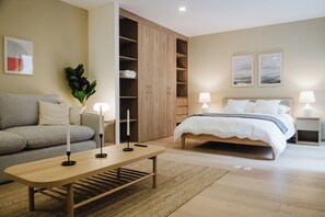 1 bedroom, desk, iron/ironing board, travel crib