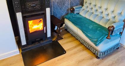 Historic signal box of the Erzgebirge Railway with garden for a romantic vacation.