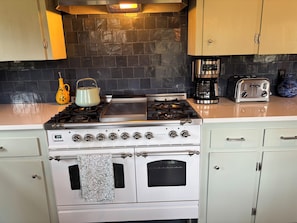 Fridge, stovetop, coffee/tea maker