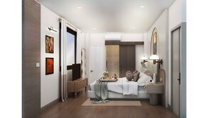 デラックス ダブルルーム キングベッド 1 台 禁煙 バルコニー | 遮光カーテン、WiFi (無料)