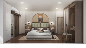 デラックス ダブルルーム キングベッド 1 台 禁煙 バルコニー | 遮光カーテン、WiFi (無料)