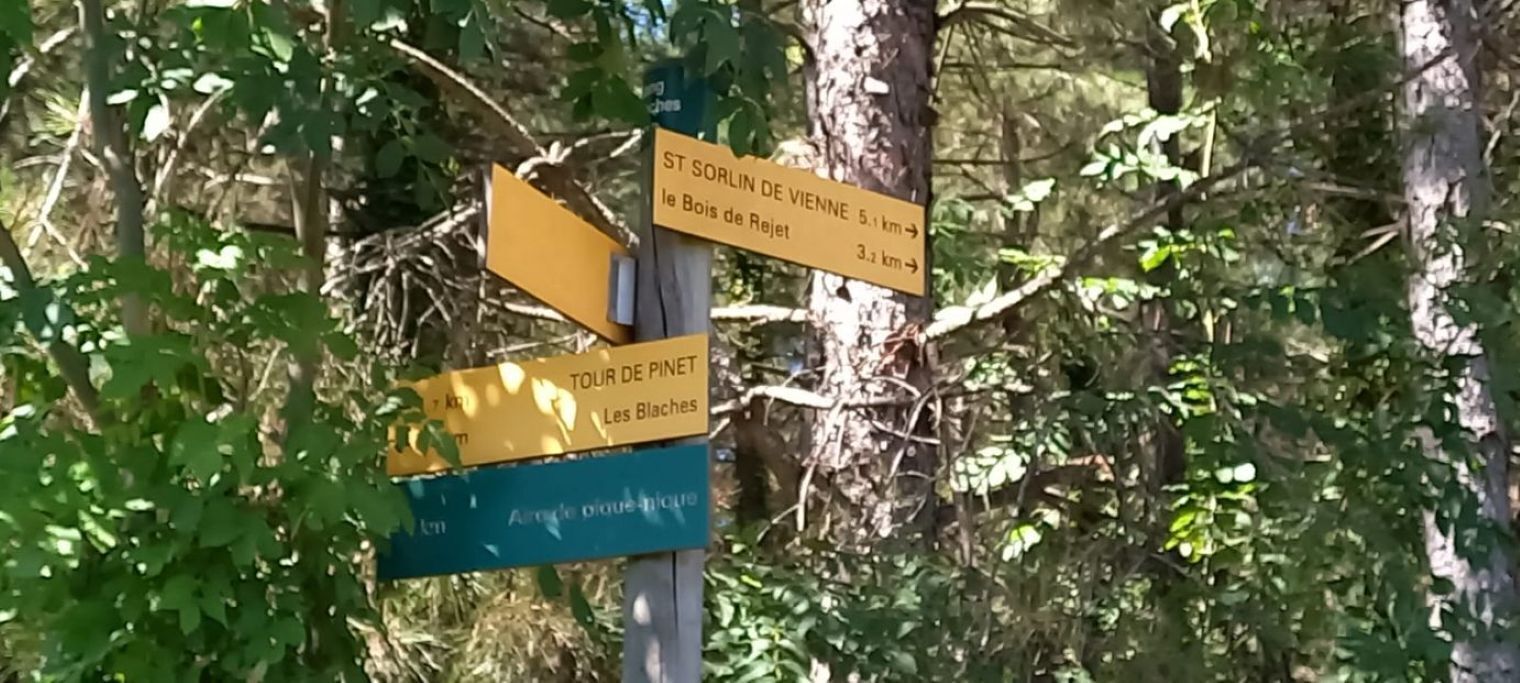 Un panneau indicateur directionnel comportant de nombreuses flèches pointant vers différentes destinations.
