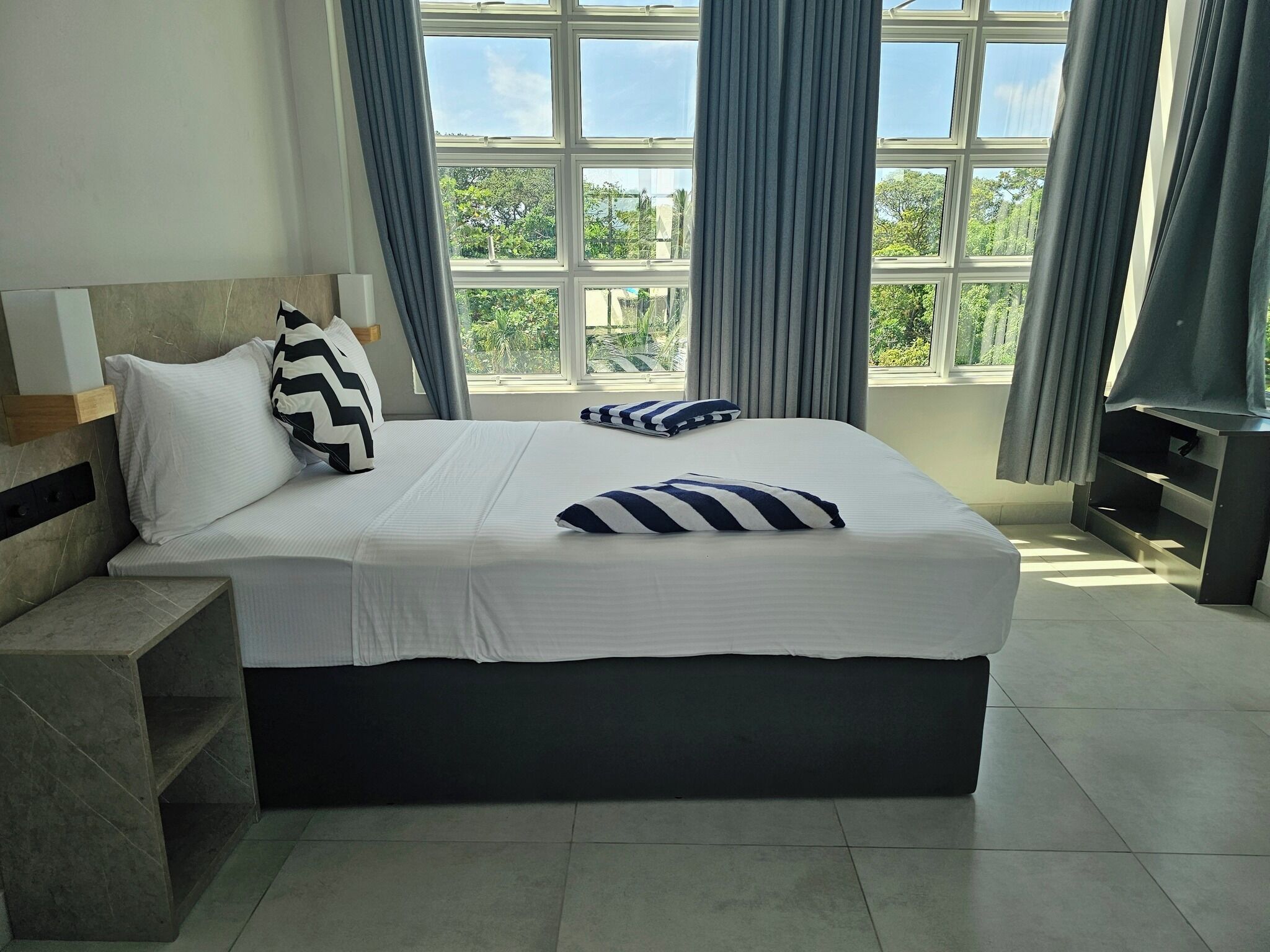 In-room safe, desk, laptop workspace, blackout curtains