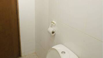 Shower, towels, soap, toilet paper