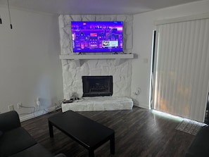 TV, fireplace