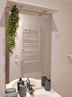 Haartrockner, Handtücher, Seife, Toilettenpapier