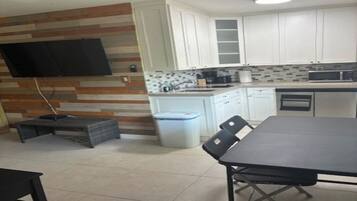 Fridge, microwave, coffee/tea maker, electric kettle