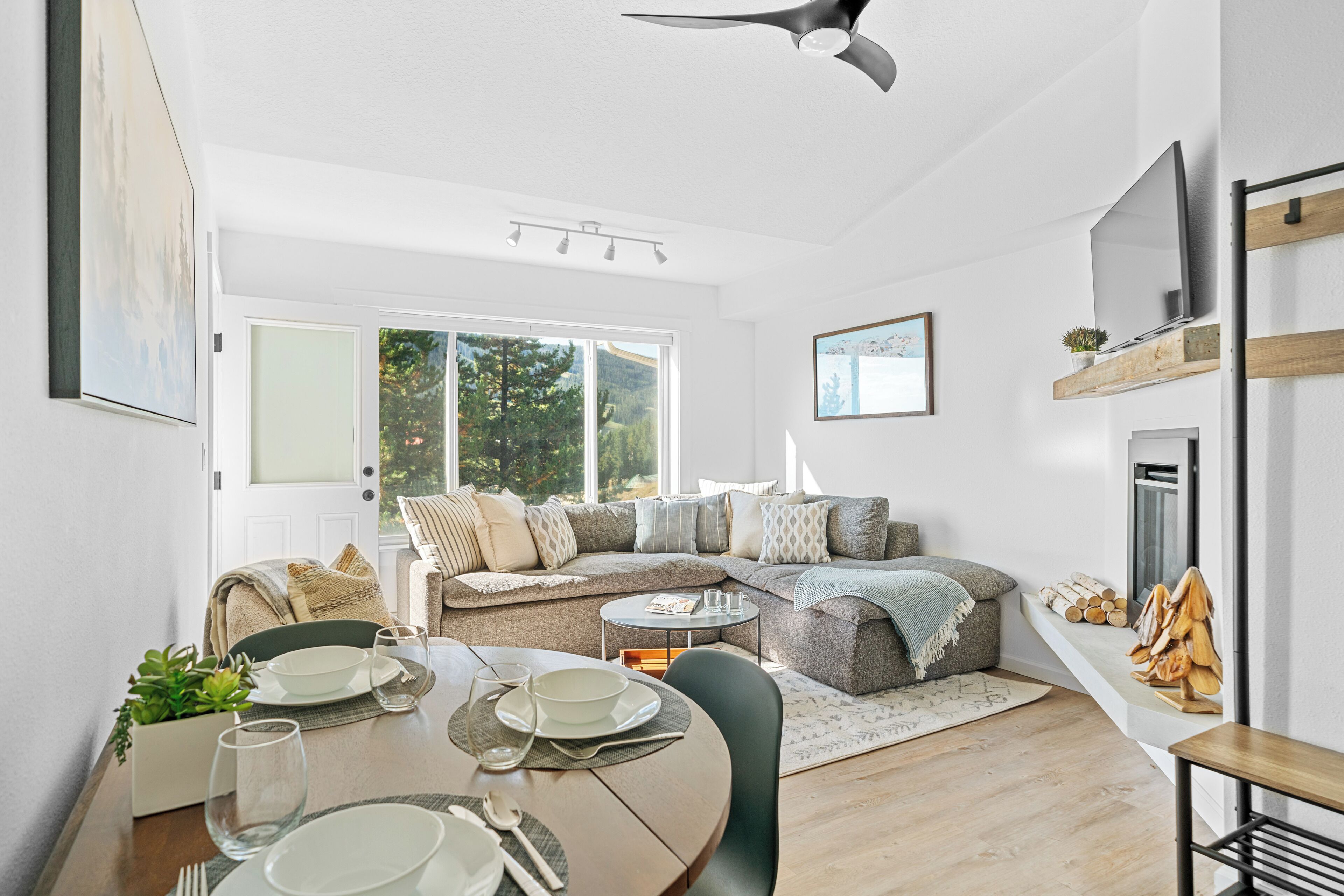 Smart-TV, Kamin, Bücher