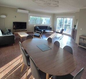 Televisión y chimenea 