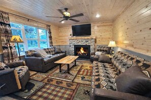 TV, fireplace - Outpost Lodge | Remodeled 4BR Near AuTrain Beach (Au Train)