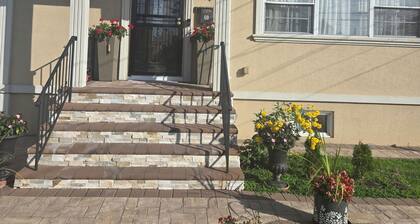 Tranquil room and bathroom in a house with AC and central heating system
