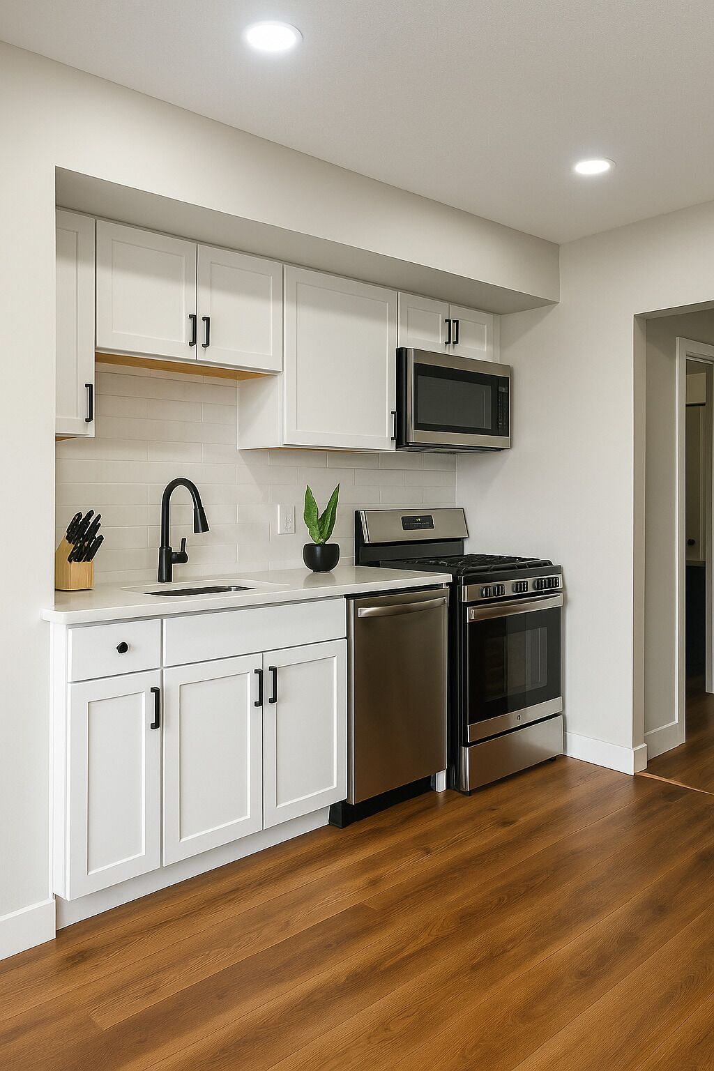 Frigorifero, microonde, forno, piano cottura